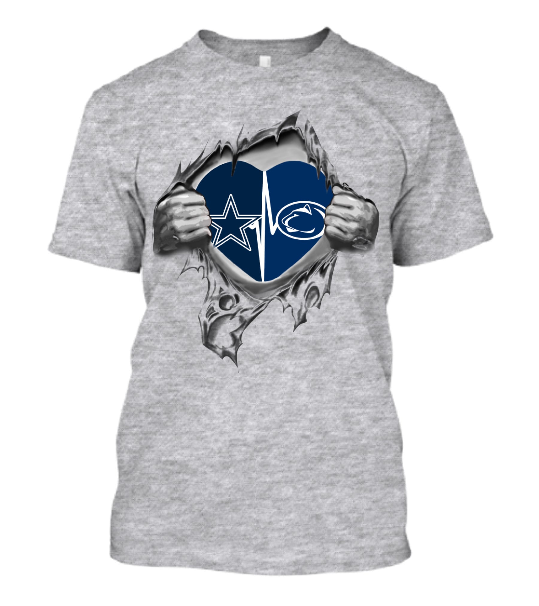 Dallas Cowboys Penn State Nittany Lions Heart Rip T-Shirt