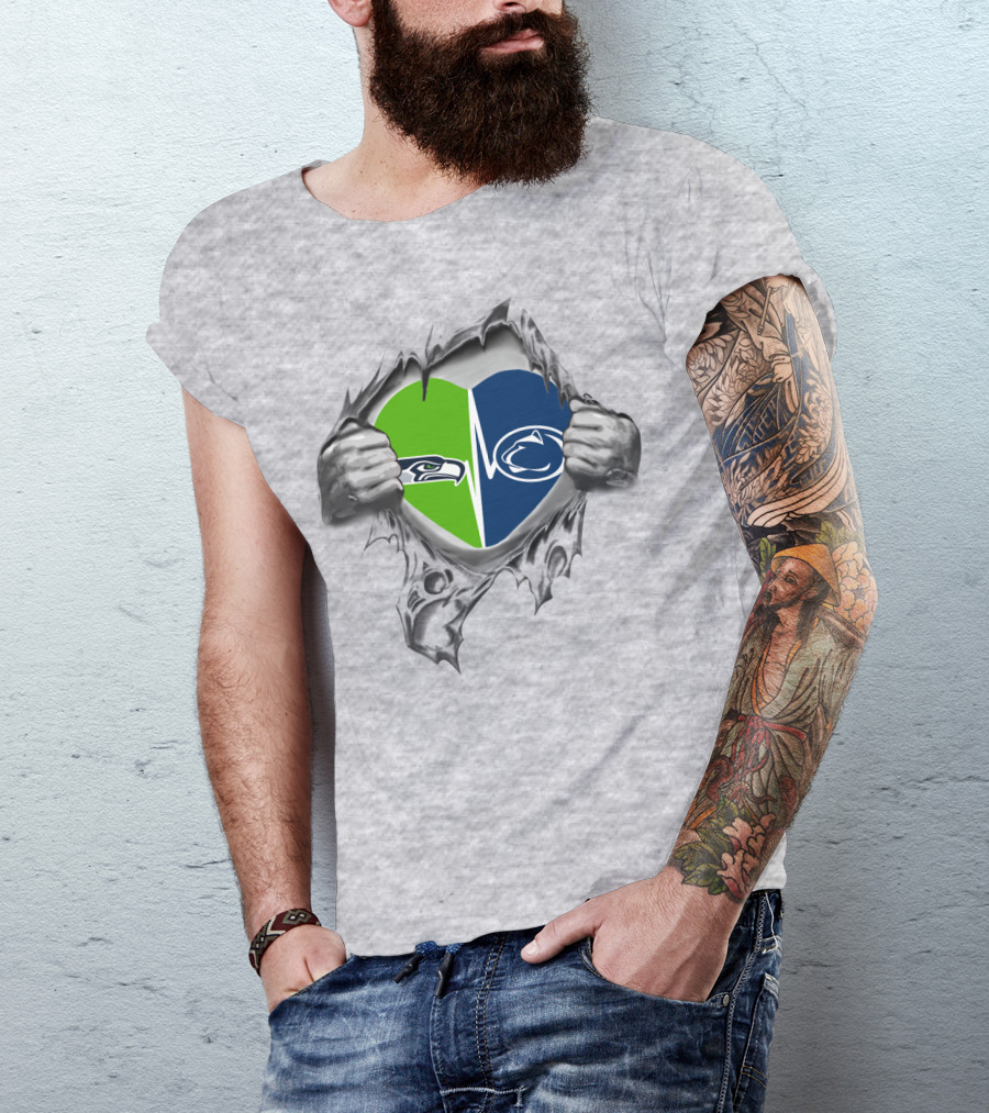 Seahawks Penn State Heart Rip T-Shirt