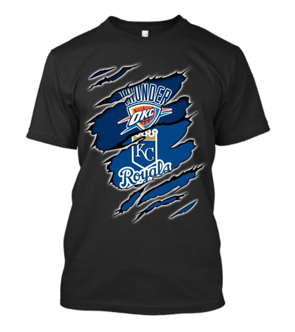 Oklahoma City Thunder KC Royals Emblem Mashup T-Shirt
