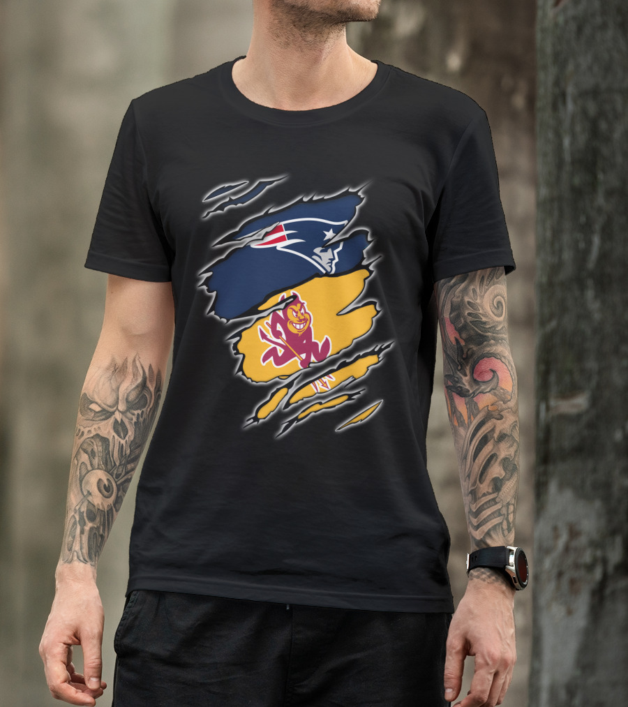 Patriots Logo And Arizona State University Sun Devils Split T-Shirt