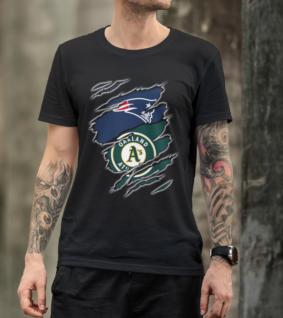 New England Patriots Oakland Athletics Logo Fusion T-Shirt