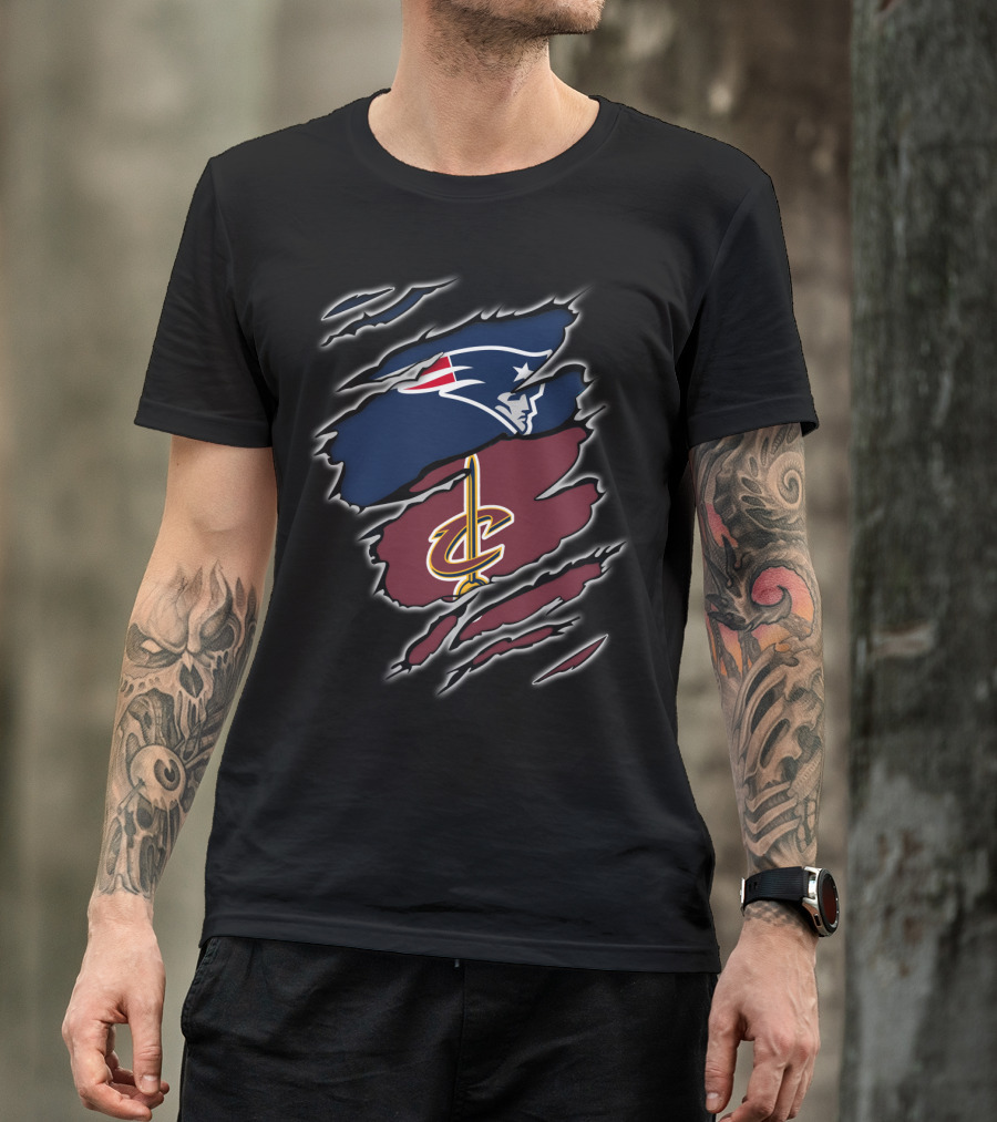 Patriots Cleveland Cavaliers Dual Logo Rip T-Shirt