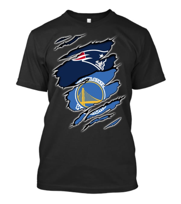 New England Patriots Golden State Warriors Fan Collaboration T-Shirt