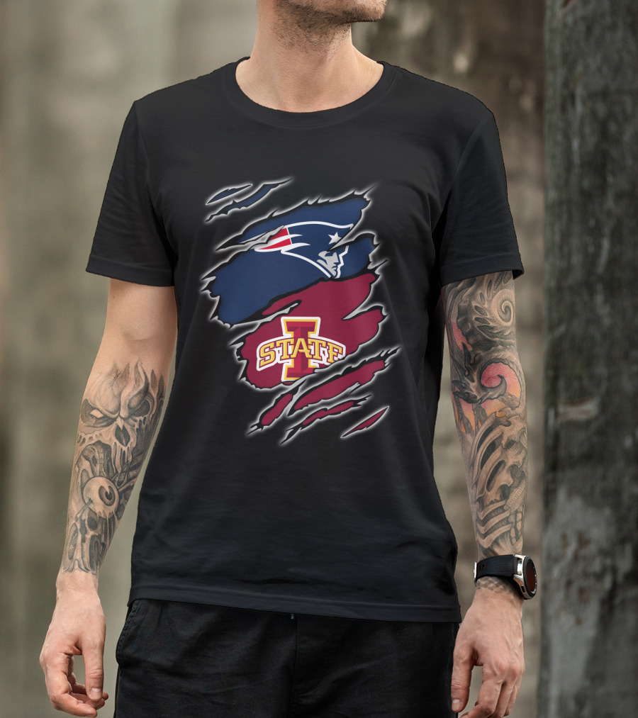 New England Patriots Iowa State Cyclones Ripped T-Shirt