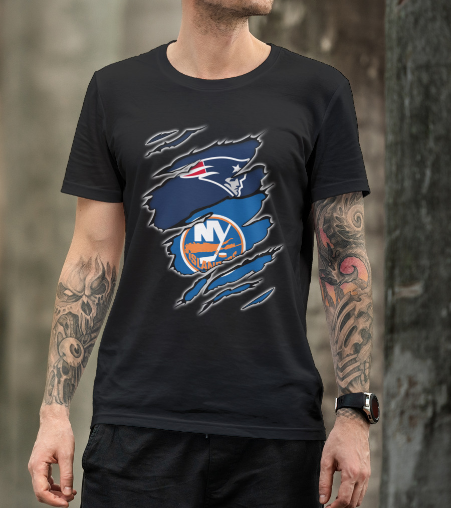 Patriots And NY Islanders Claw Slash T-Shirt