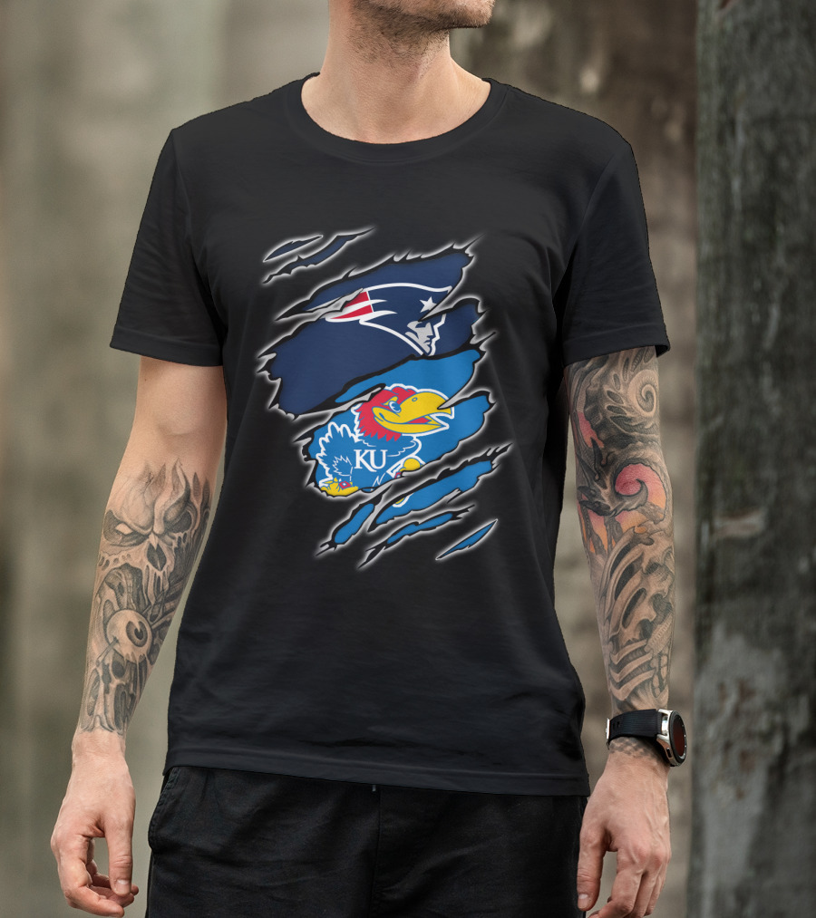 Patriots Jayhawk KU іn Τorn Rіp Ρeek Sensors T-Shirt