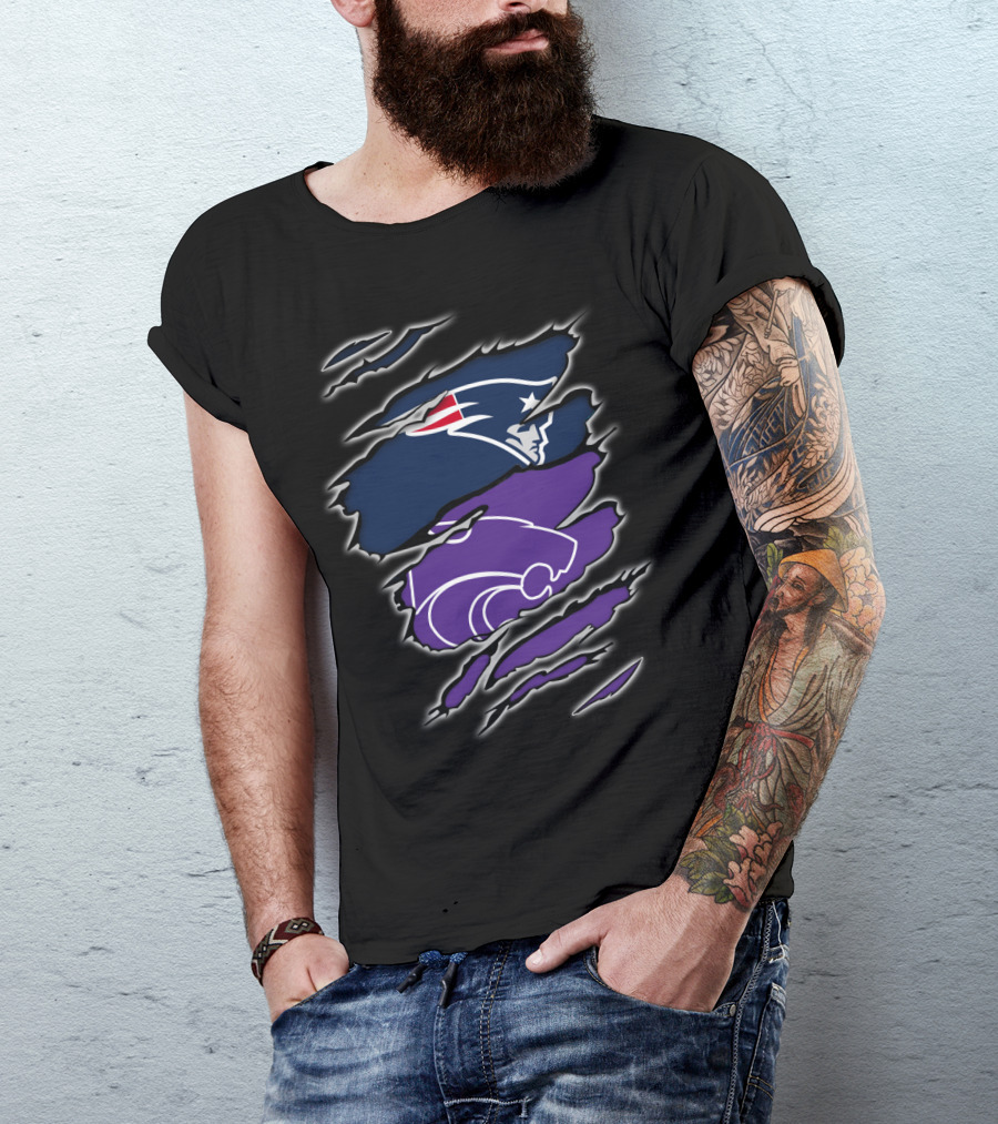 Patriots New England Kansas State Wildcats Collaboration T-Shirt
