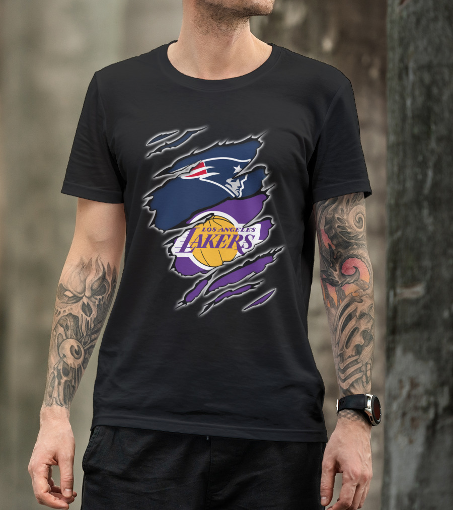 Patriots Los Angeles Lakers NFL NBA Dual Fan Iconic T-Shirt