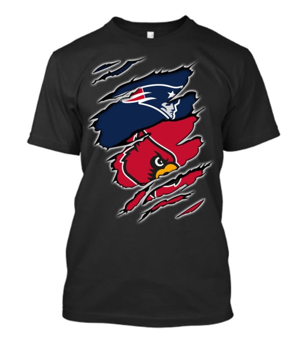 Patriots And Louisville Cardinals Torn Scratch Crossover T-Shirt