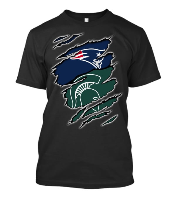 New England Patriots And Michigan State Spartans Dual T-Shirt