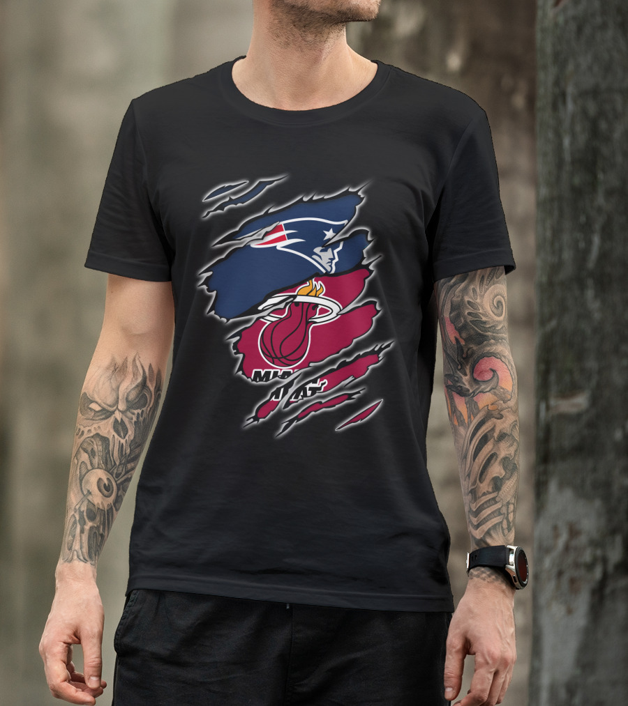 Patriots Miami Heat Logos Combined T-Shirt