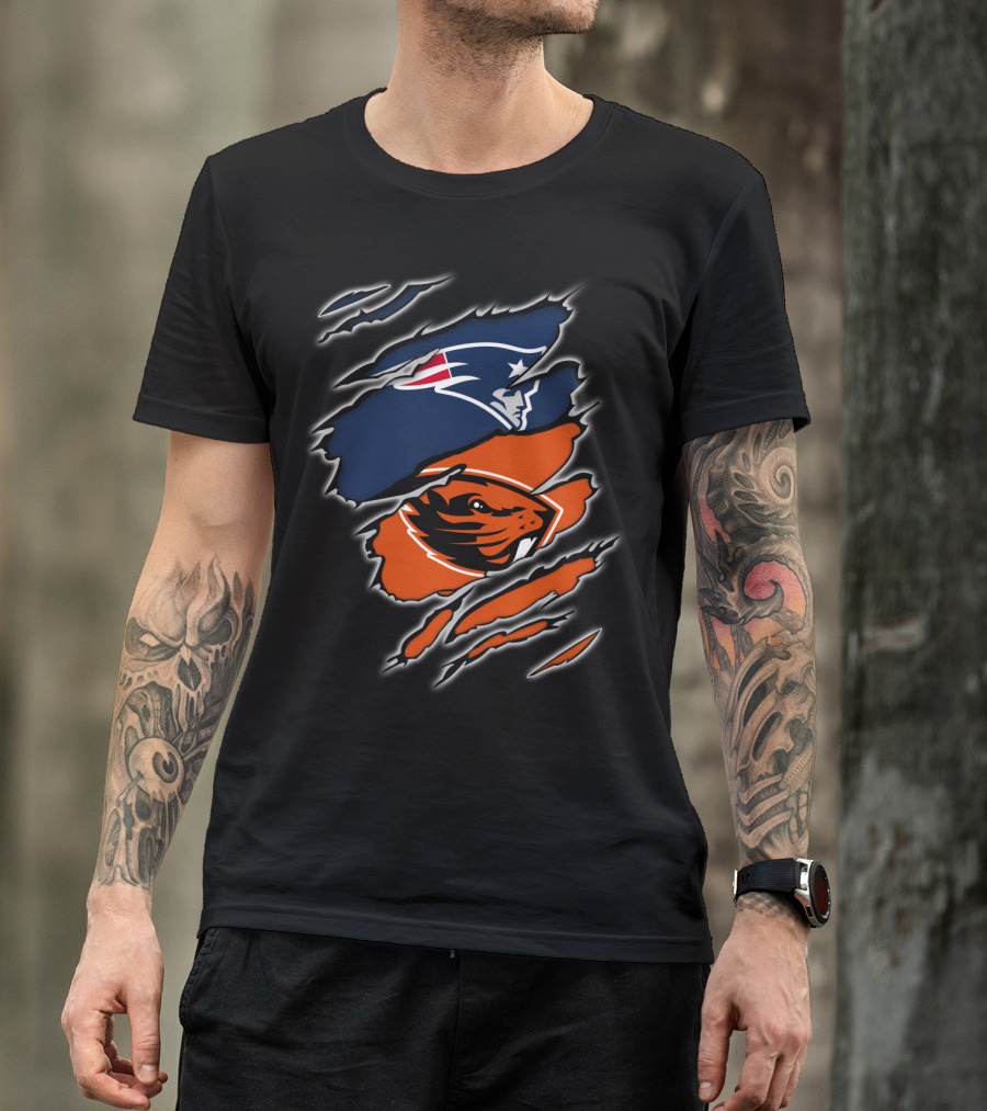 New England Patriots And Oregon State Beavers Logo Mashup T-Shirt