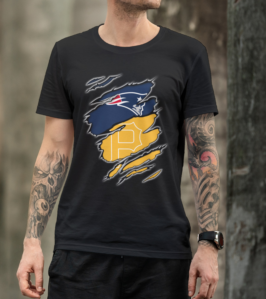 Patriots Logo And Pirates Monogram Fusion T-Shirt