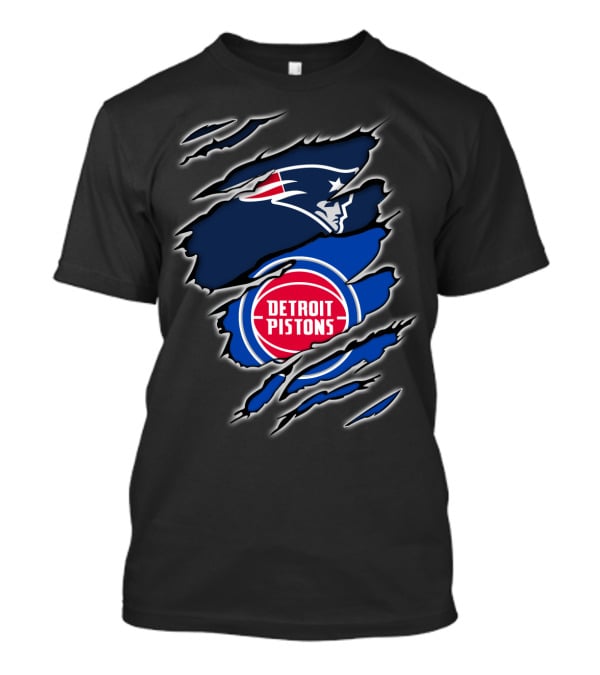 New England Patriots And Detroit Pistons Fan Crossover T-Shirt
