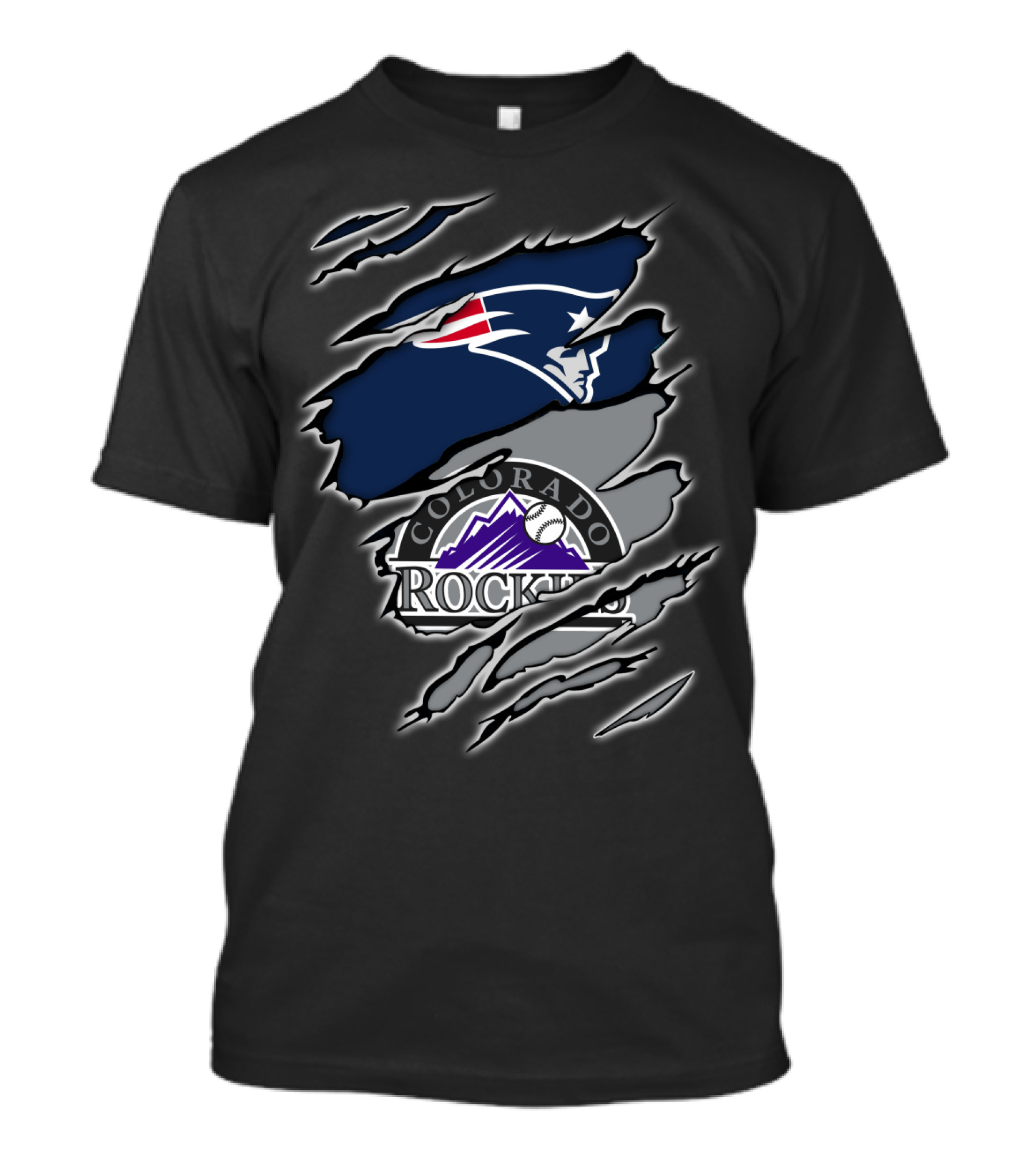 Patriots And Colorado Rockies Logo Mashup T-Shirt