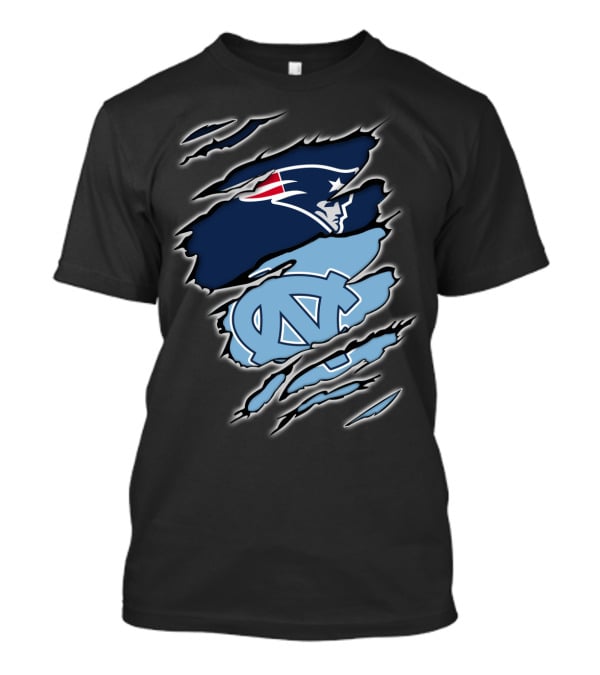 Patriots And Tar Heels Logo Rip Claw Marks T-Shirt