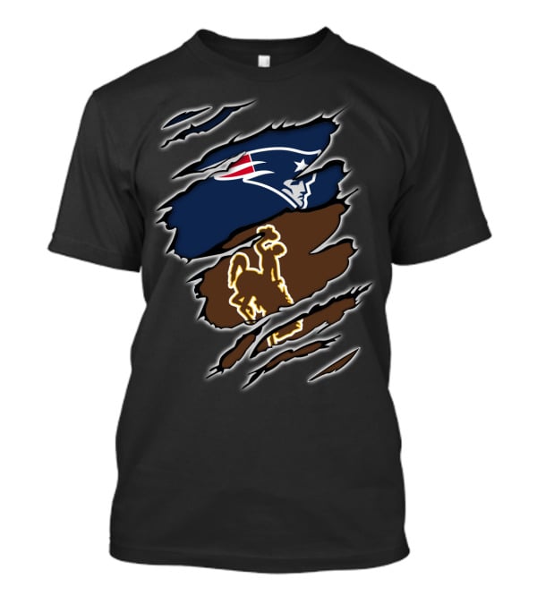 Patriots Logo And Wyoming Cowboy Symbol Fusion T-Shirt