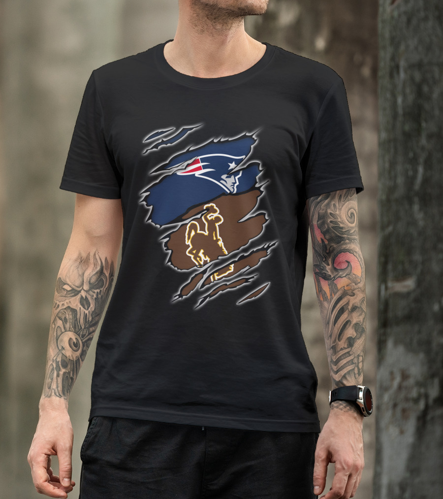 Patriots Logo And Wyoming Cowboy Symbol Fusion T-Shirt