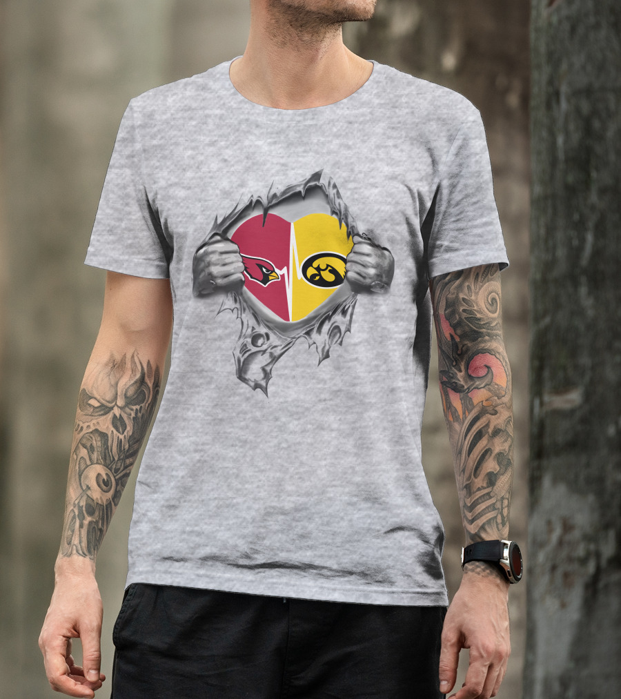 Hawkeyes Cardinals Heart Torn Open T-Shirt