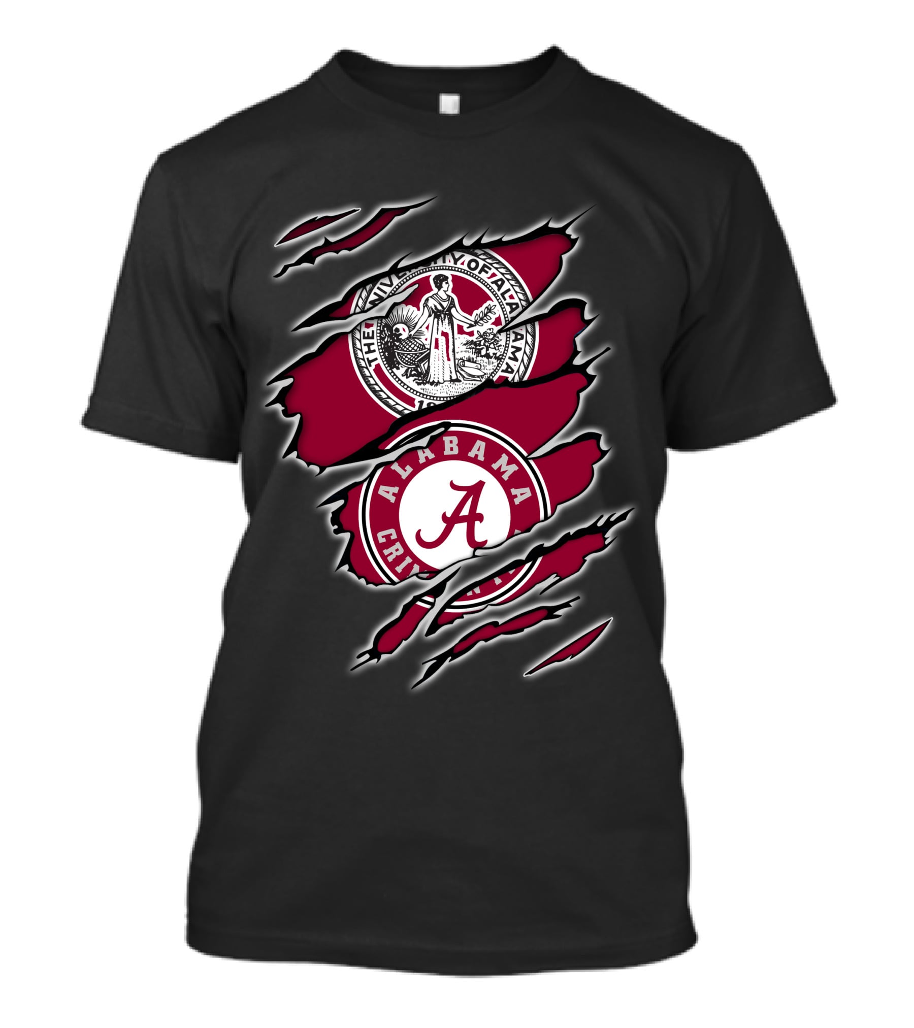 Alabama Crimson Tide Seal And Emblem With Tear Effect T-Shirt