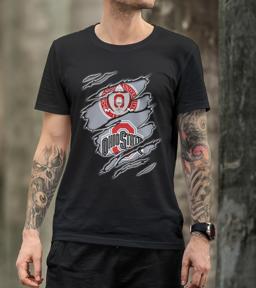 NCAA Ohio State University Emblem With Claw Marks T-Shirt