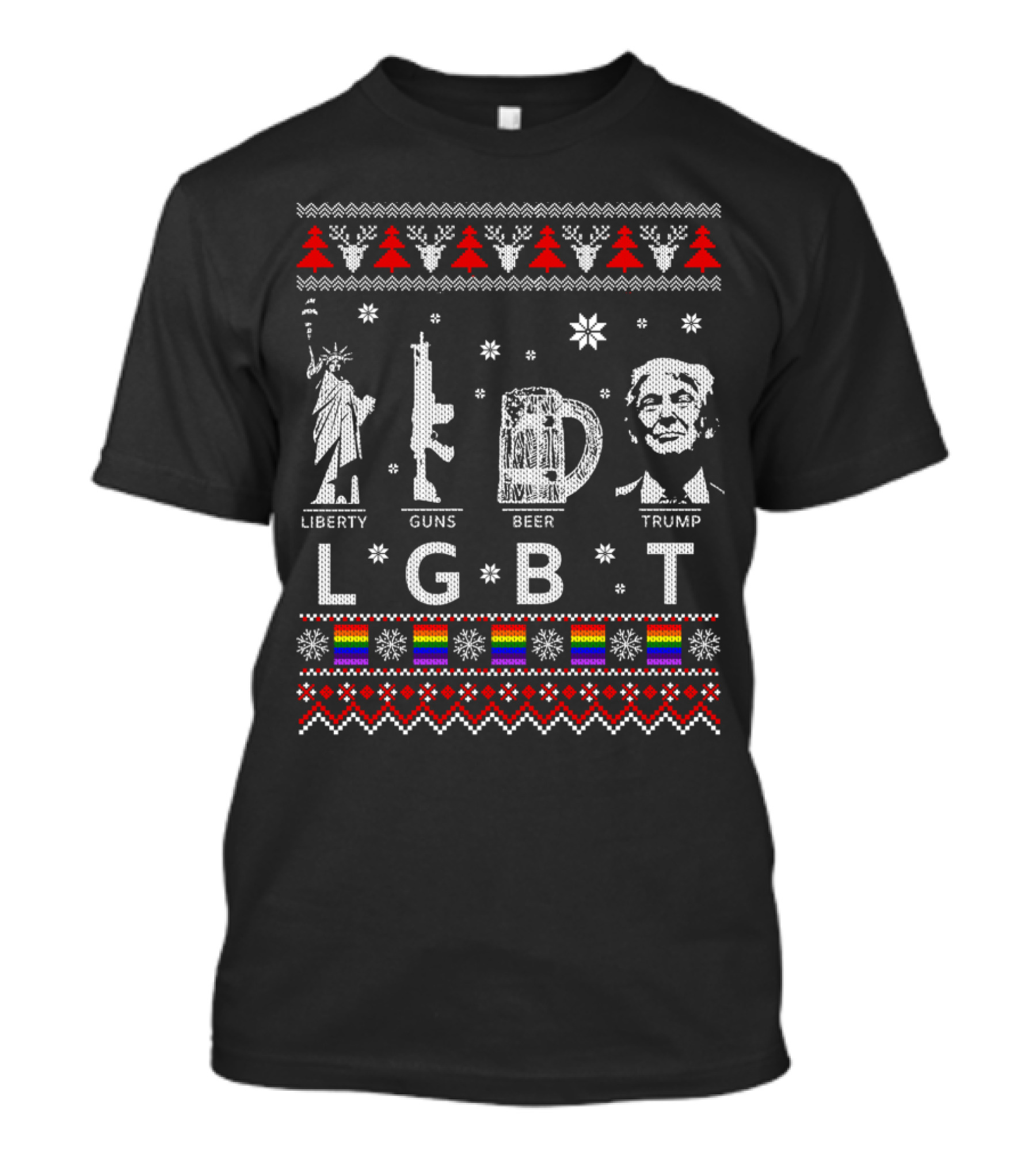 LGBT Liberty Guns Beer Trump Christmas T-Shirt