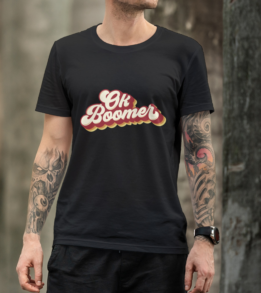 Ok Boomer Funny Meme Vintage Style Retro Typography T-Shirt