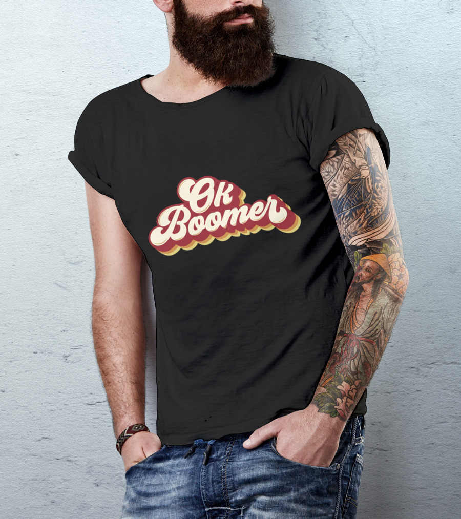 Ok Boomer Funny Meme Vintage Style Retro Typography T-Shirt
