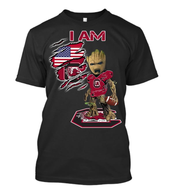 I Am Baby Groot Gamecocks Football Usa Flag T-Shirt