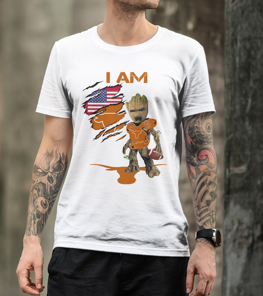 I AM Baby Groot Longhorns American Football T-Shirt