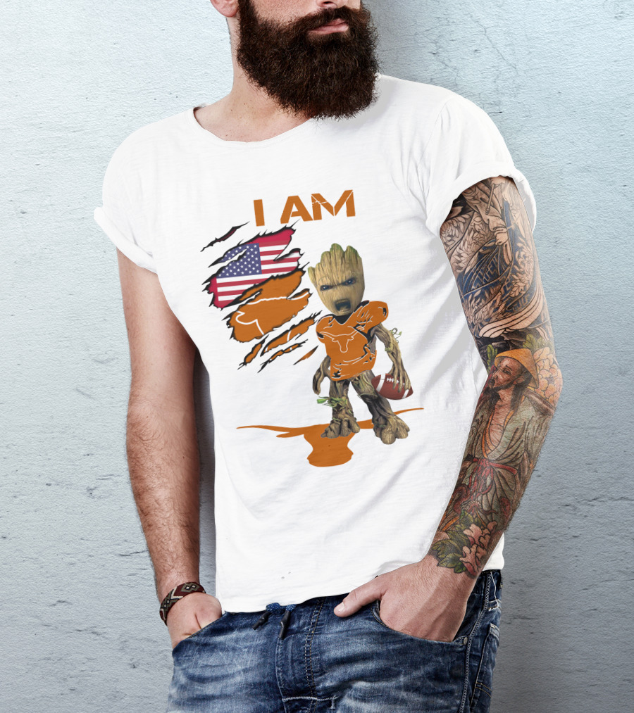I AM Baby Groot Longhorns American Football T-Shirt