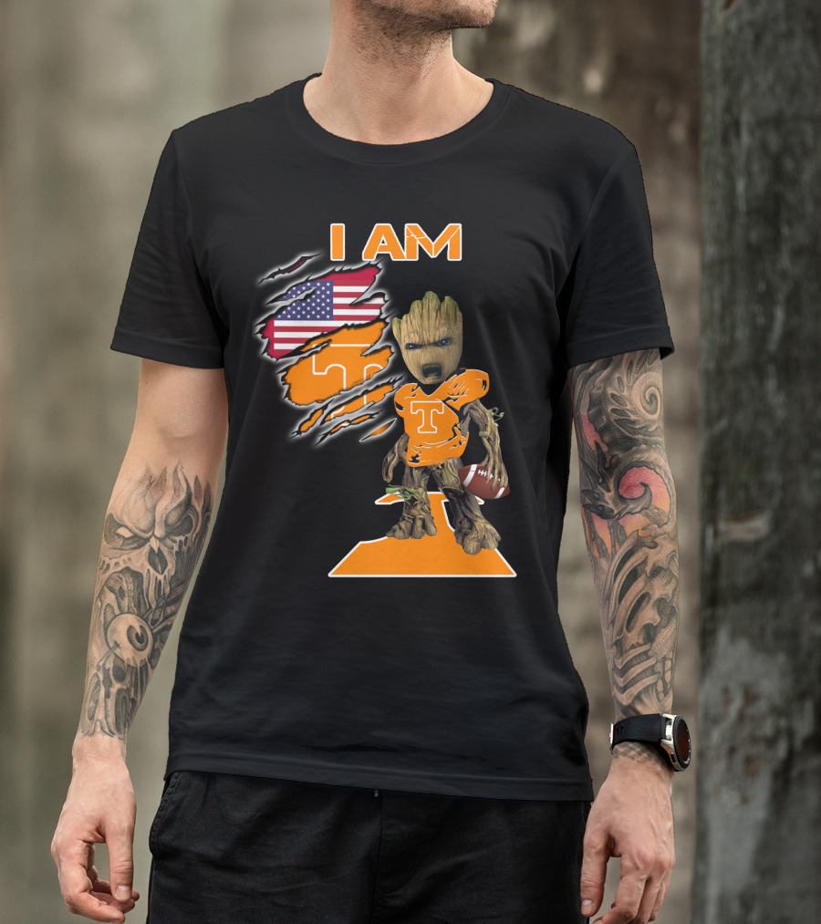 I Am Groot Tennessee Football T-Shirt American Flag T-Shirt