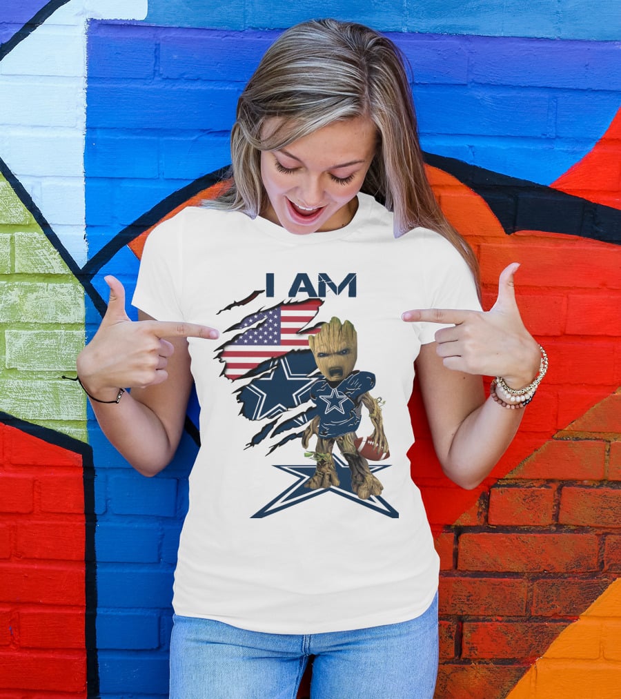 I Am Cowboys Baby Groot Star Football T-Shirt