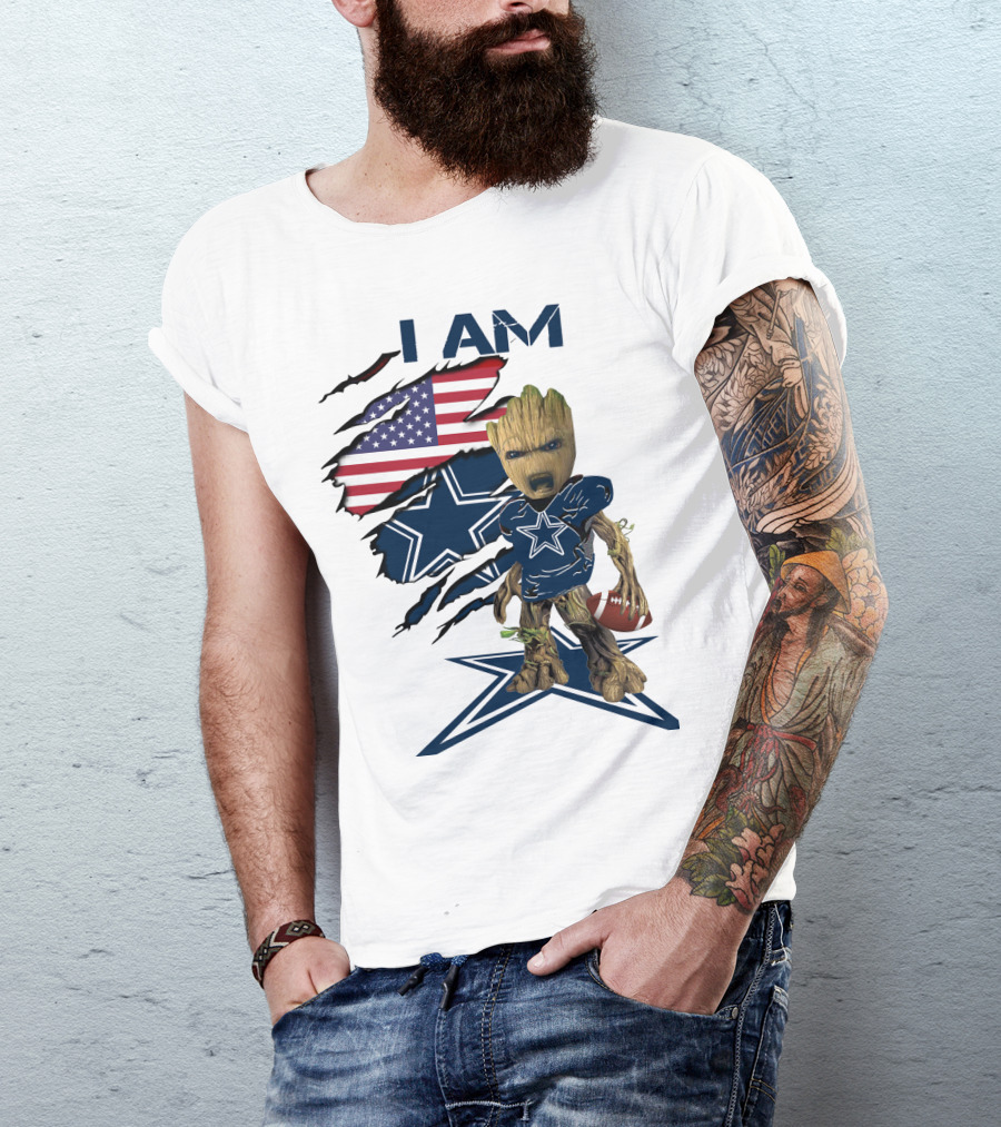 I Am Cowboys Baby Groot Star Football T-Shirt
