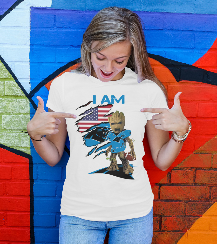I AM Panthers Baby Groot Football Fan T-Shirt