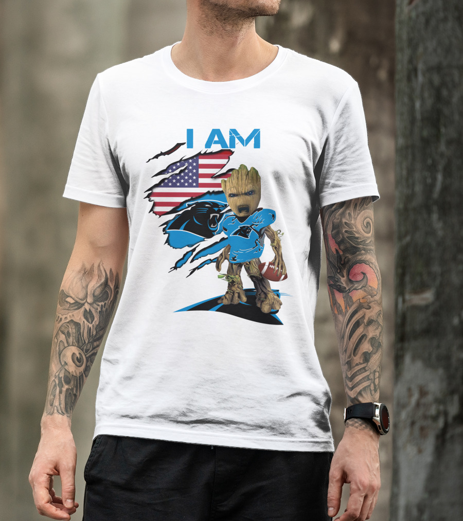 I AM Panthers Baby Groot Football Fan T-Shirt