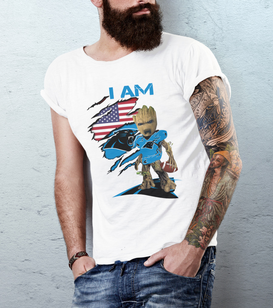 I AM Panthers Baby Groot Football Fan T-Shirt