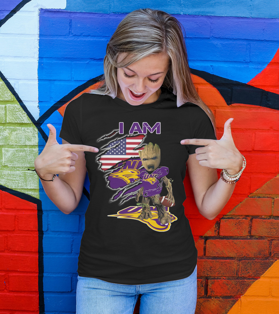 I Am Uni Baby Groot American Flag Football Panthers T-Shirt