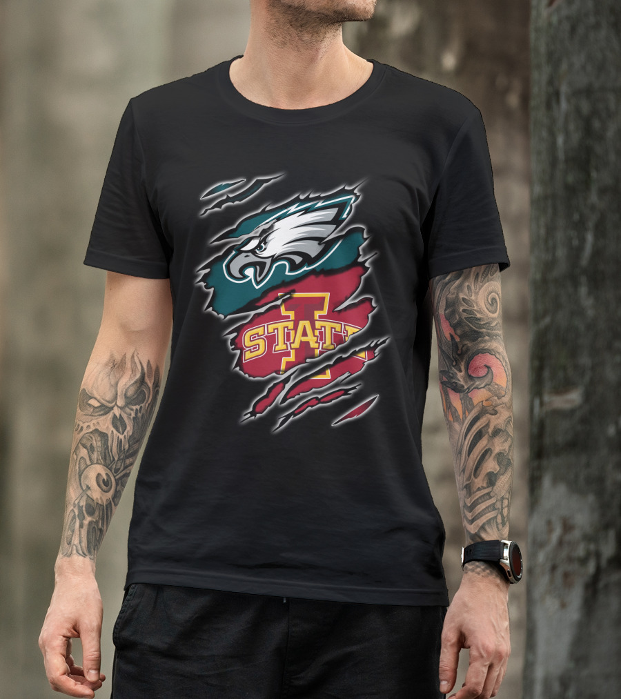 Philadelphia Eagles Iowa State Cyclones Claw Marks Logo Fusion T-Shirt