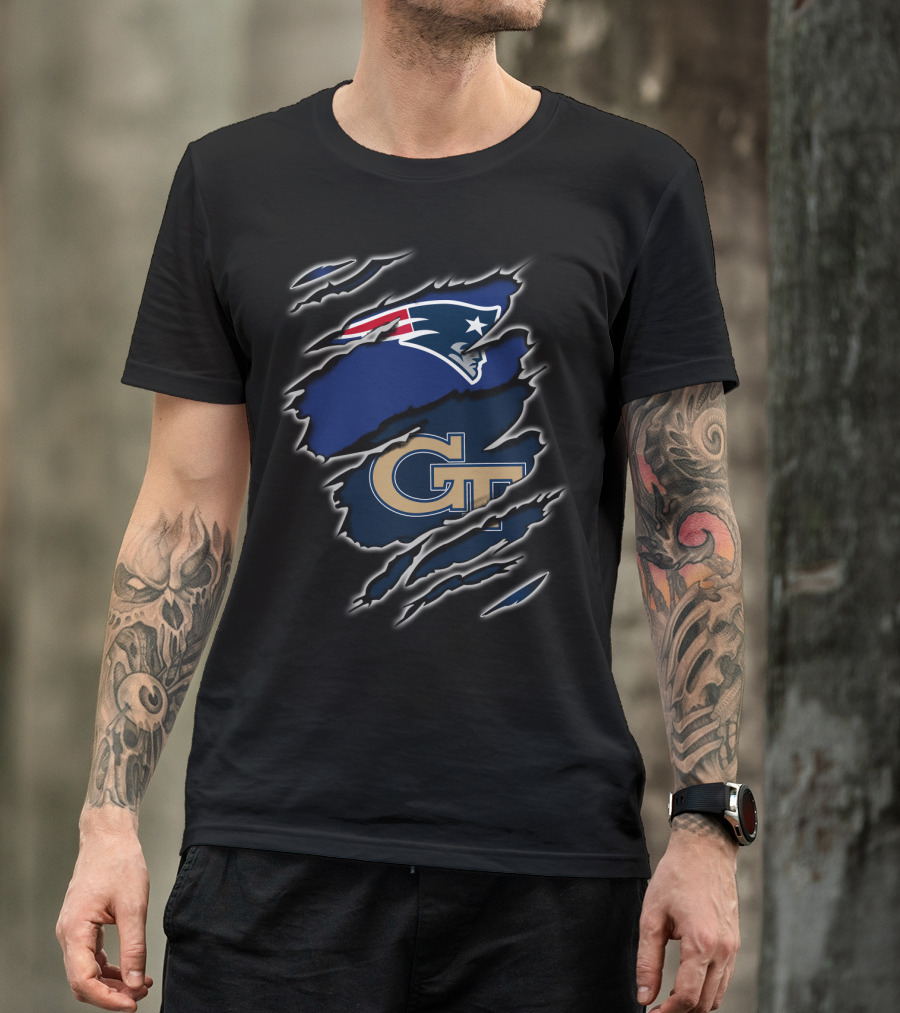 New England Patriots Georgia Tech Logo Collaboration T-Shirt