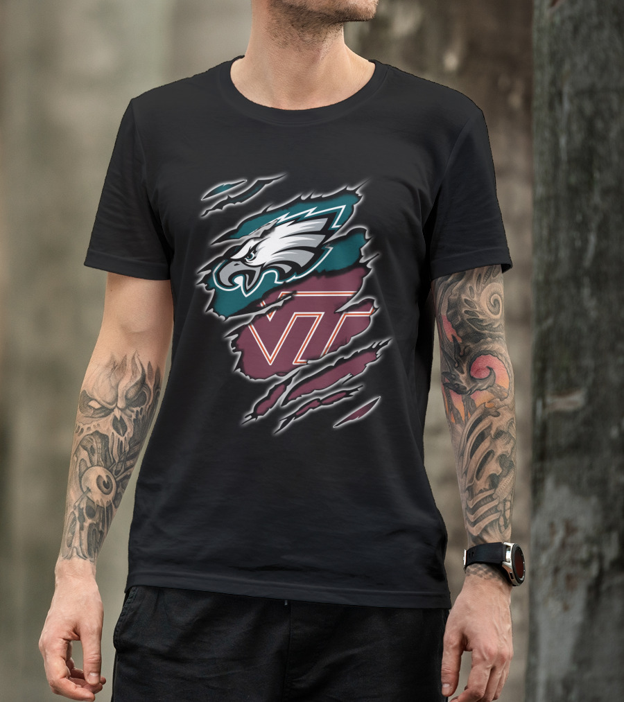 Philadelphia Eagles Virginia Tech Hokies Crossover T-Shirt