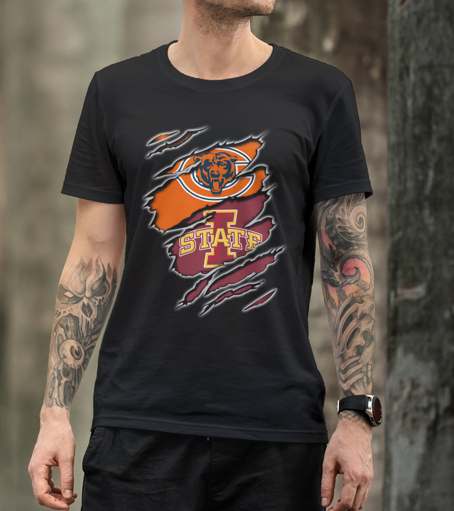 Chicago Bears Iowa State Cyclones Football Logo Split T-Shirt