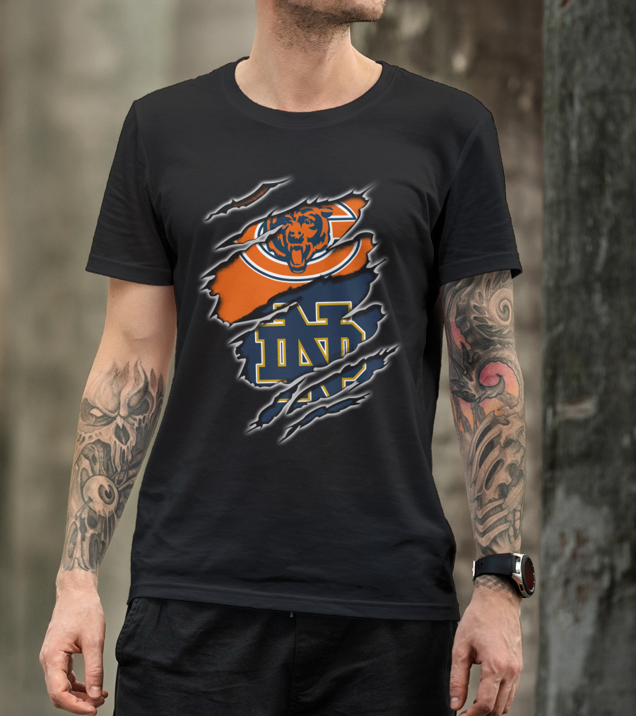 Chicago Bears Notre Dame Fighting Irish Claw Marks T-Shirt