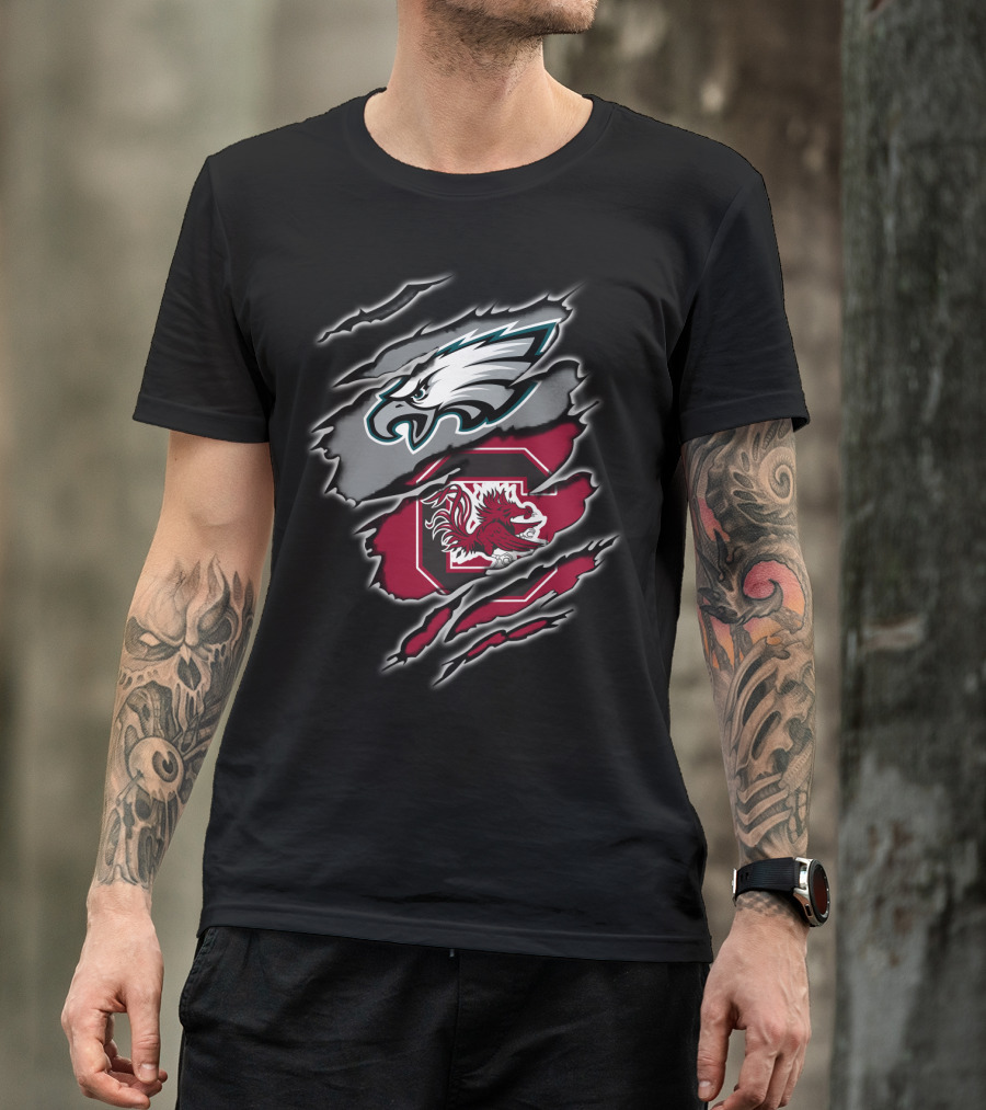 Philadelphia Eagles South Carolina Gamecocks Logo Blend T-Shirt