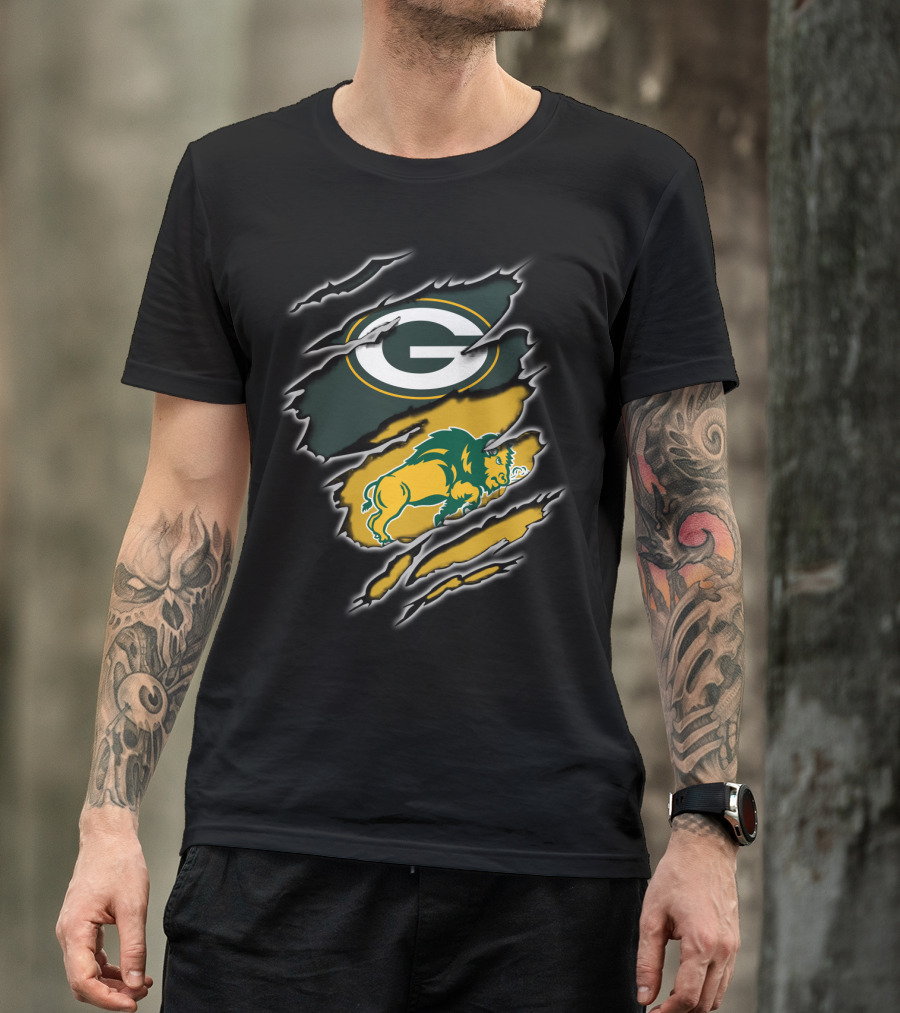 Green Bay Packers North Dakota State Bison Logo Mashup T-Shirt