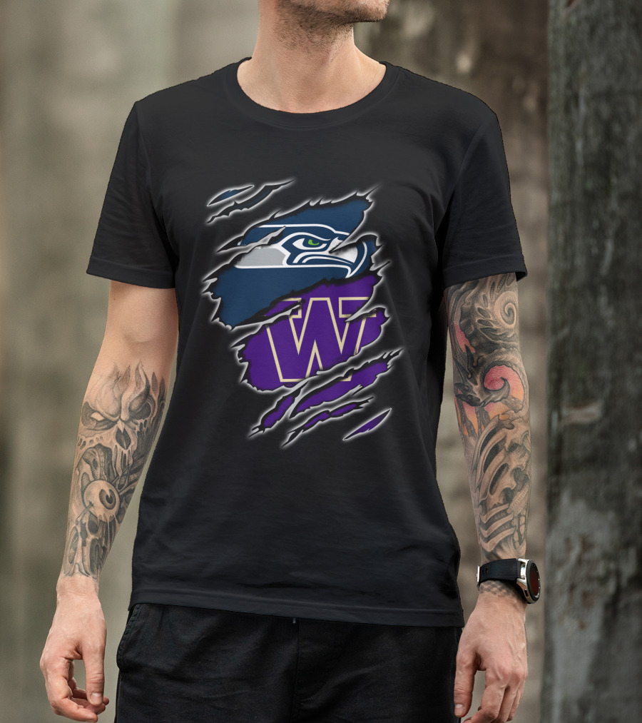 Seahawks Washington Huskies Logo Claw Tear T-Shirt