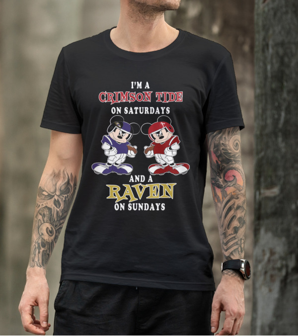 I'm A Crimson Tide On Saturdays And A Raven On Sundays T-Shirt