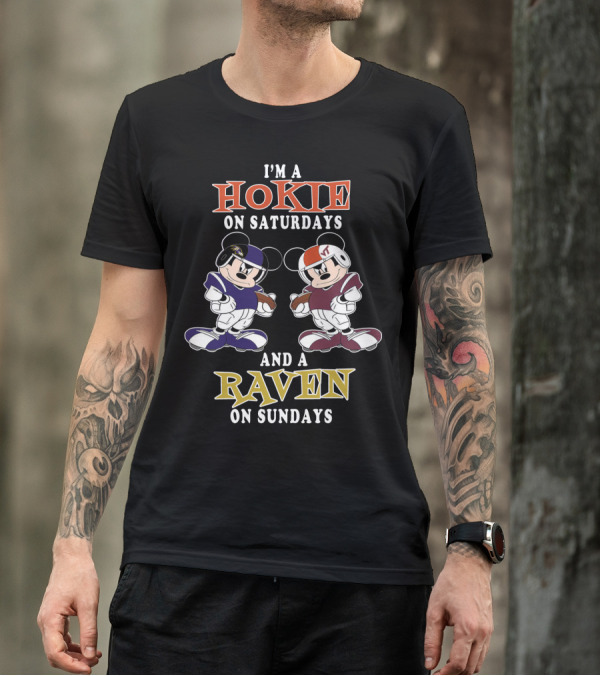 I'm A Hokie On Saturdays And A Raven On Sundays T-Shirt