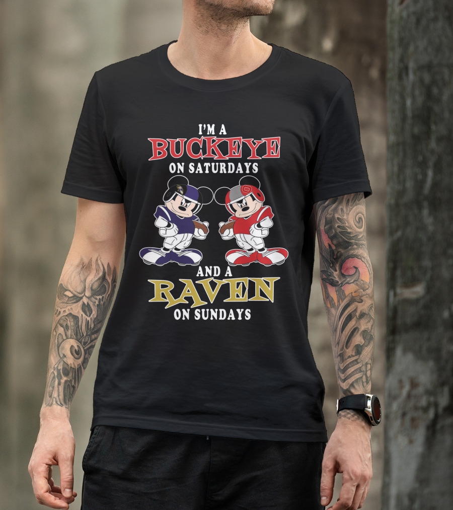 I'm A Buckeye On Saturdays And A Raven On Sundays T-Shirt