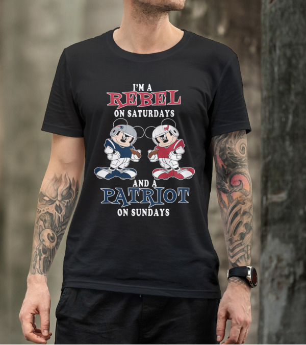 I'm A Rebel On Saturdays And A Patriot On Sundays Mickey T-Shirt